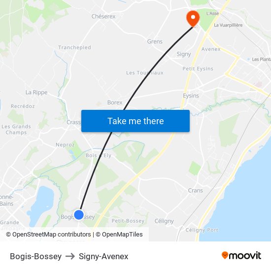 Bogis-Bossey to Signy-Avenex map