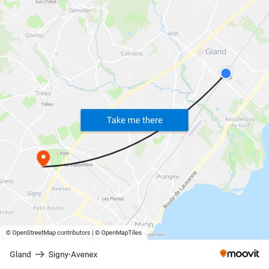 Gland to Signy-Avenex map