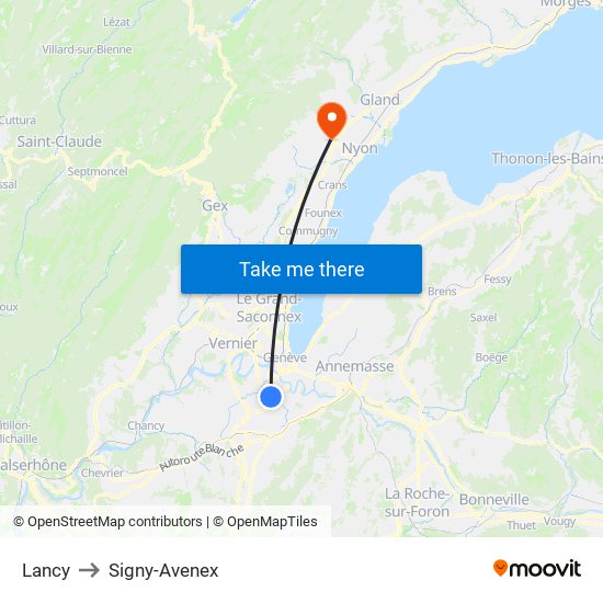 Lancy to Signy-Avenex map