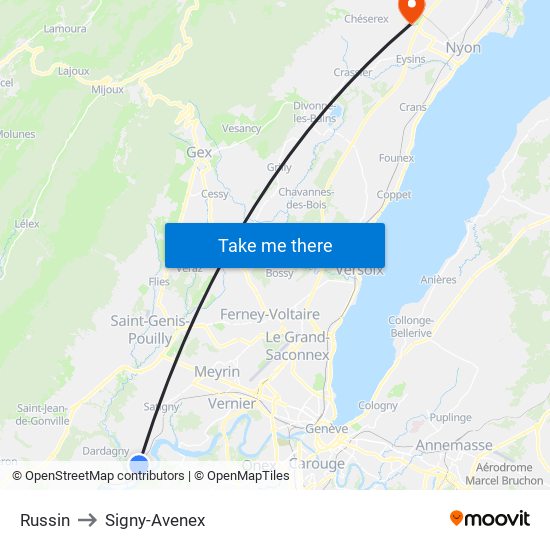 Russin to Signy-Avenex map