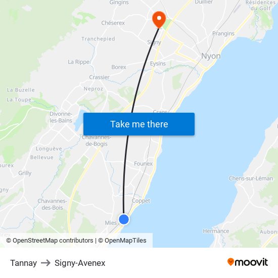 Tannay to Signy-Avenex map