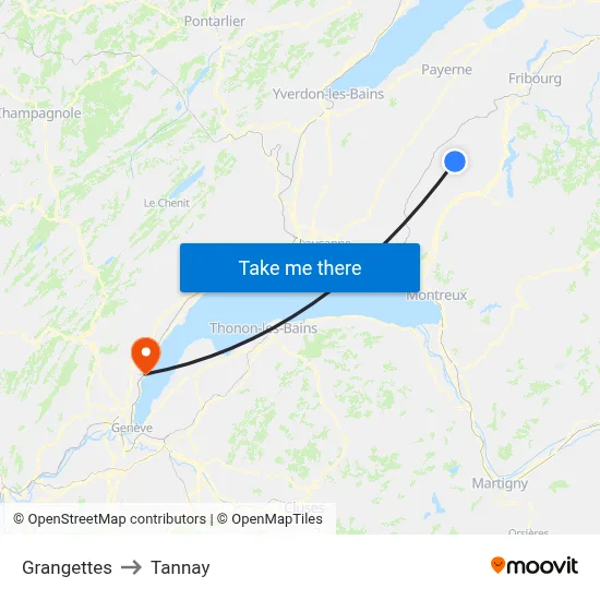 Grangettes to Tannay map