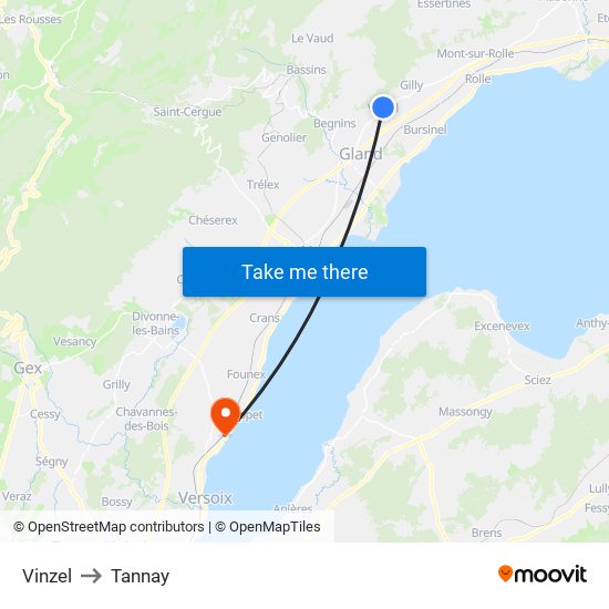 Vinzel to Tannay map