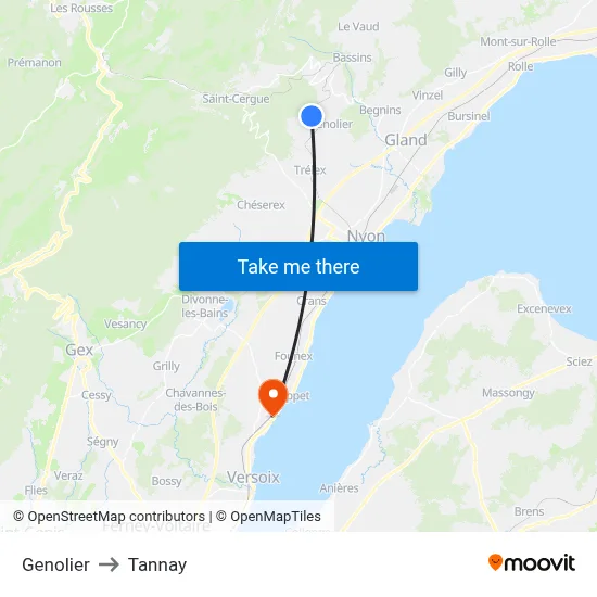 Genolier to Tannay map