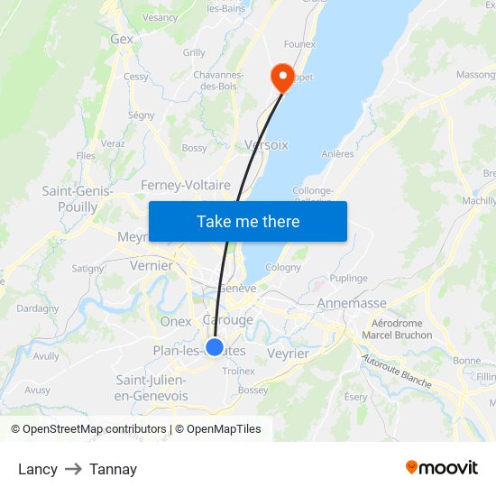 Lancy to Tannay map