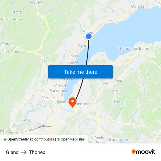 Gland to Thônex map