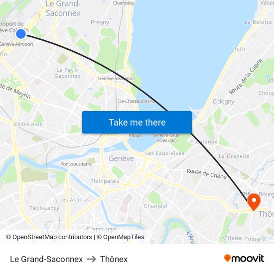 Le Grand-Saconnex to Thônex map