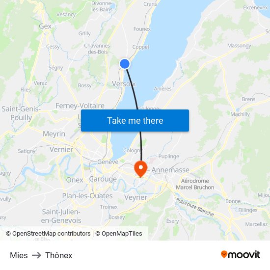Mies to Thônex map