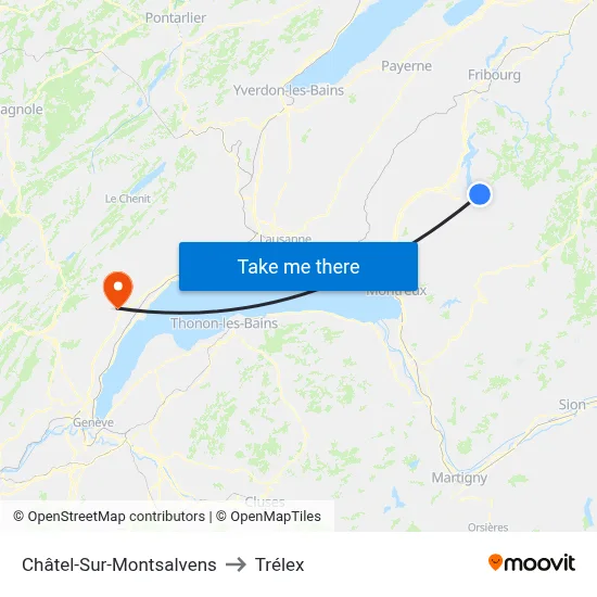 Châtel-Sur-Montsalvens to Trélex map
