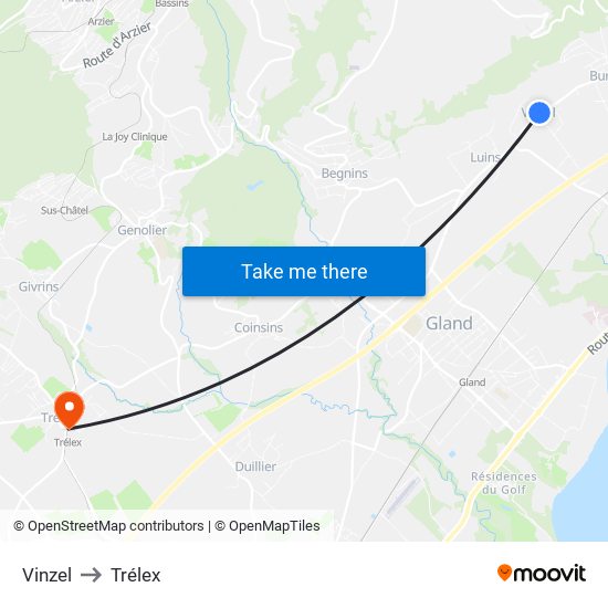 Vinzel to Trélex map