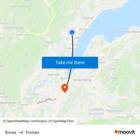 Borex to Troinex map