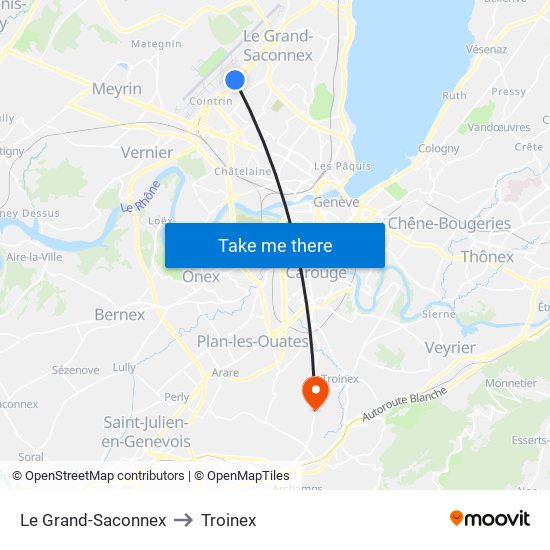 Le Grand-Saconnex to Troinex map