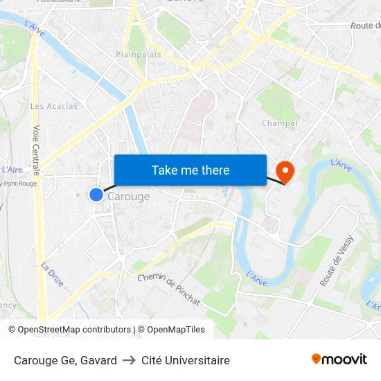Carouge Ge, Gavard to Cité Universitaire map