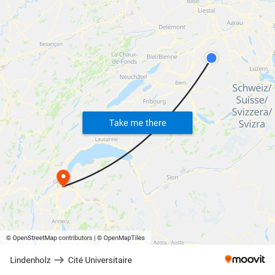 Lindenholz to Cité Universitaire map