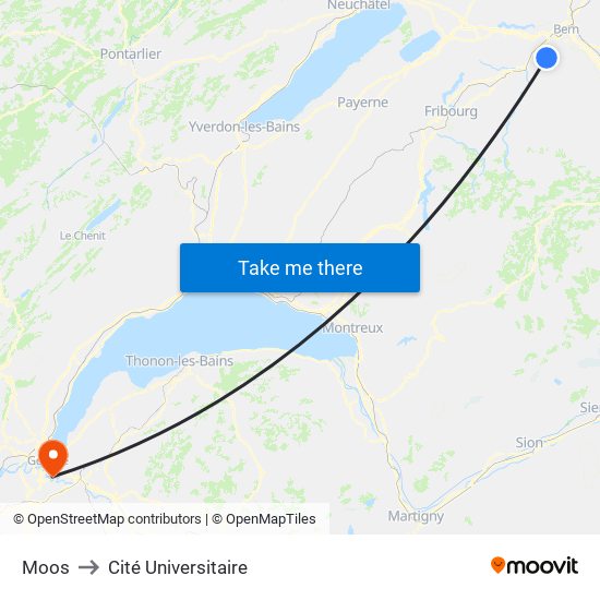 Moos to Cité Universitaire map