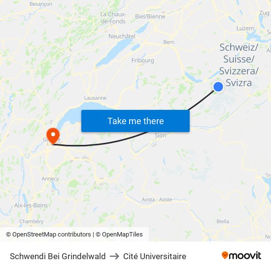 Schwendi Bei Grindelwald to Cité Universitaire map