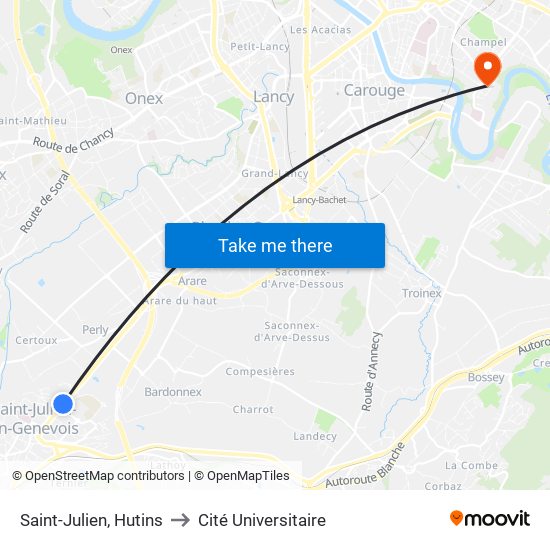 Saint-Julien, Hutins to Cité Universitaire map