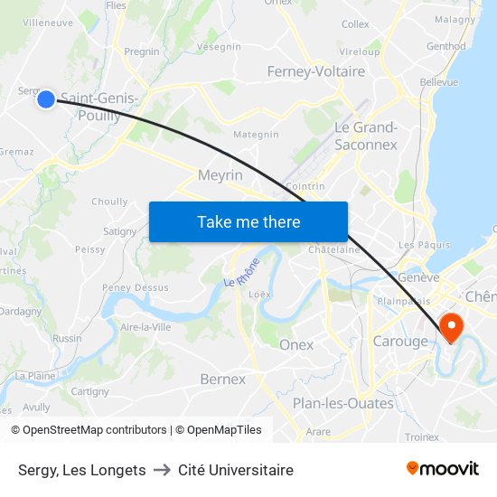 Sergy, Les Longets to Cité Universitaire map