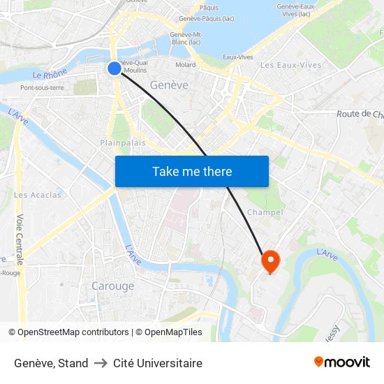Genève, Stand to Cité Universitaire map