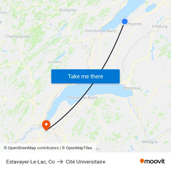 Estavayer-Le-Lac, Co to Cité Universitaire map