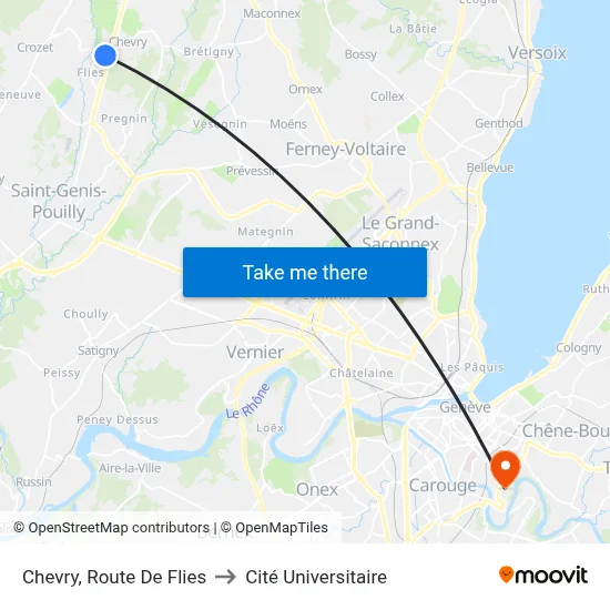 Chevry, Route De Flies to Cité Universitaire map