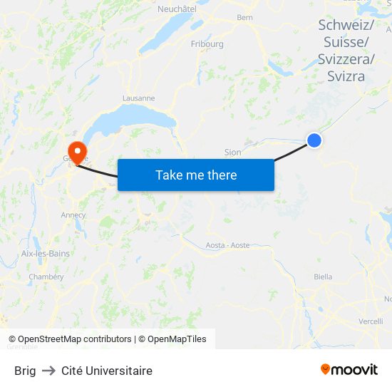Brig to Cité Universitaire map