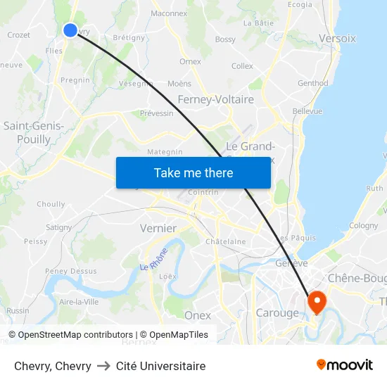 Chevry, Chevry to Cité Universitaire map