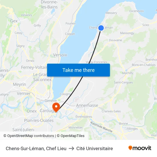 Chens-Sur-Léman, Chef Lieu to Cité Universitaire map