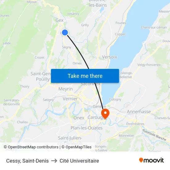 Cessy, Saint-Denis to Cité Universitaire map