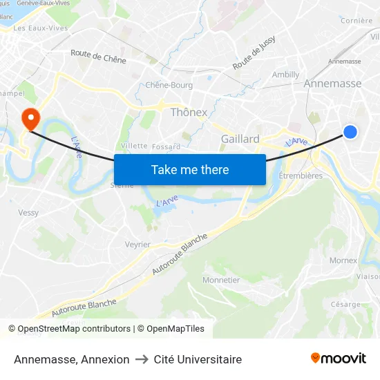 Annemasse, Annexion to Cité Universitaire map