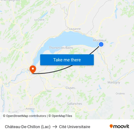 Château-De-Chillon (Lac) to Cité Universitaire map