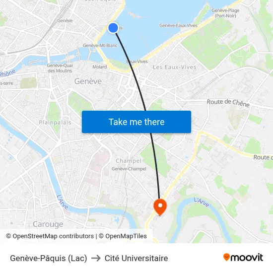 Genève-Pâquis (Lac) to Cité Universitaire map