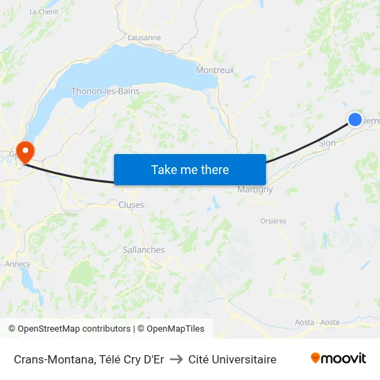 Crans-Montana, Télé Cry D'Er to Cité Universitaire map