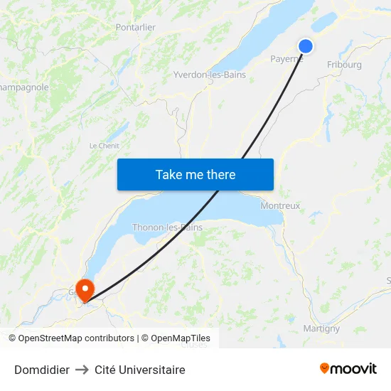 Domdidier to Cité Universitaire map