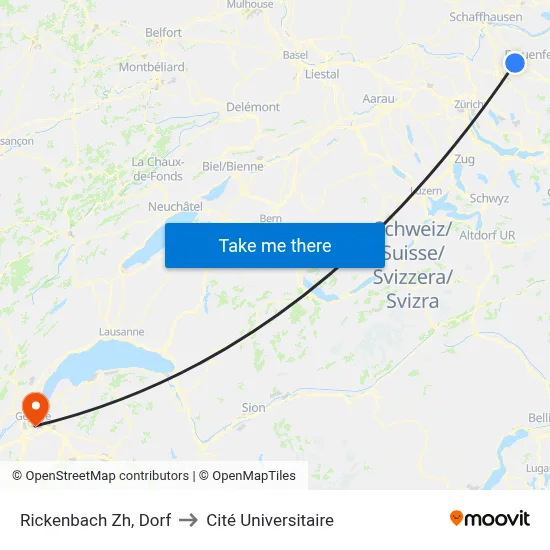 Rickenbach Zh, Dorf to Cité Universitaire map