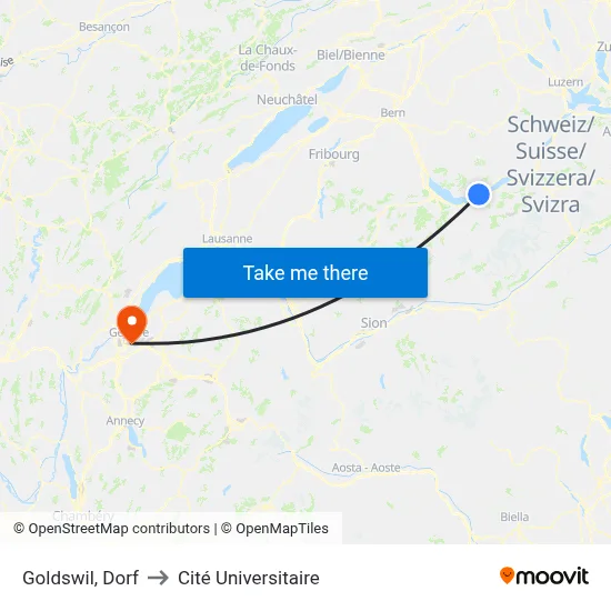 Goldswil, Dorf to Cité Universitaire map