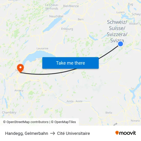 Handegg, Gelmerbahn to Cité Universitaire map