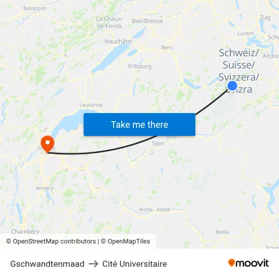 Gschwandtenmaad to Cité Universitaire map