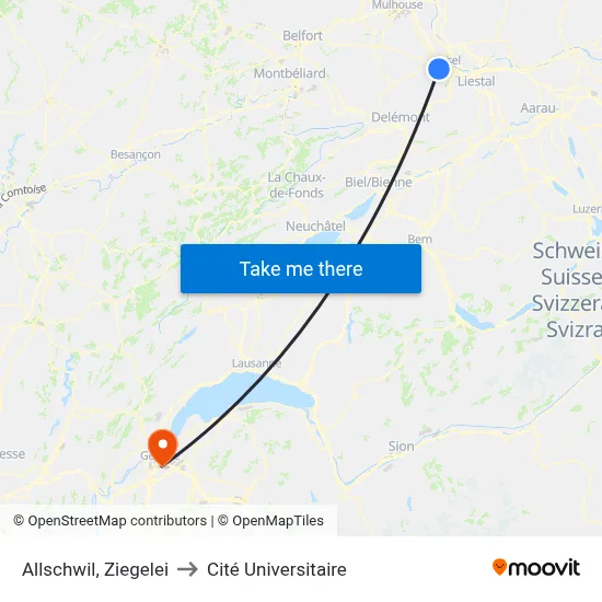 Allschwil, Ziegelei to Cité Universitaire map
