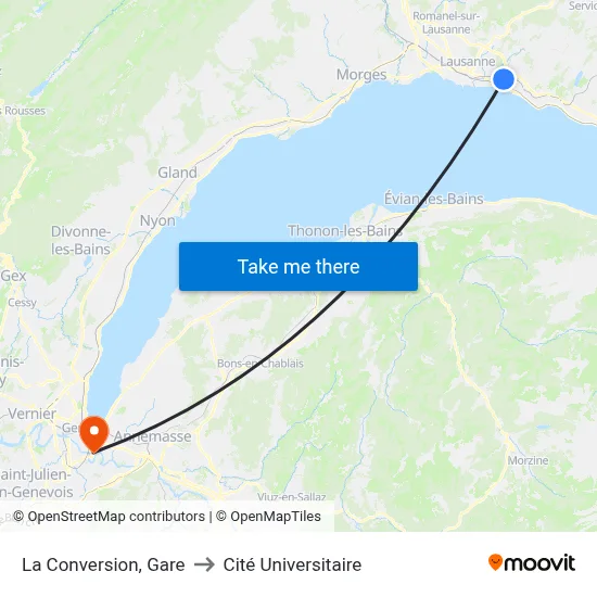 La Conversion, Gare to Cité Universitaire map