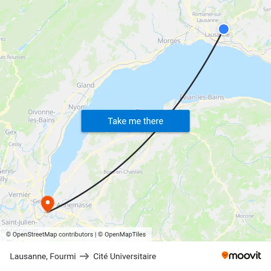 Lausanne, Fourmi to Cité Universitaire map