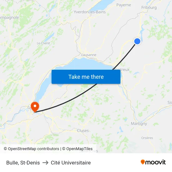 Bulle, St-Denis to Cité Universitaire map