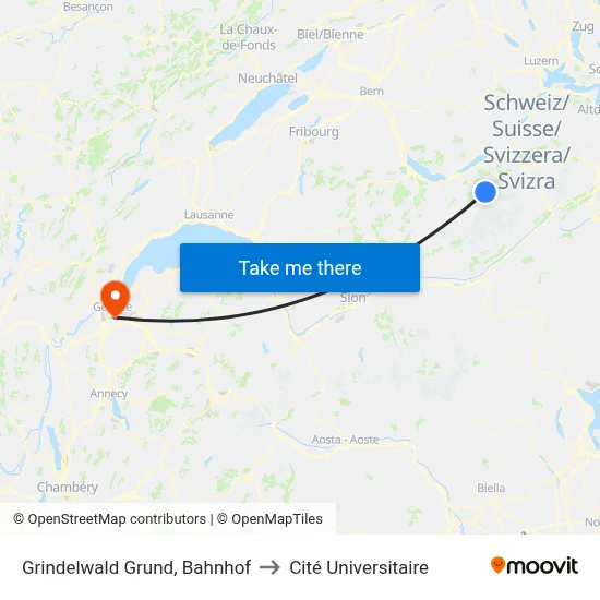 Grindelwald Grund, Bahnhof to Cité Universitaire map