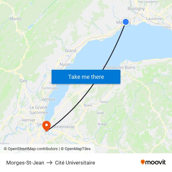 Morges-St-Jean to Cité Universitaire map