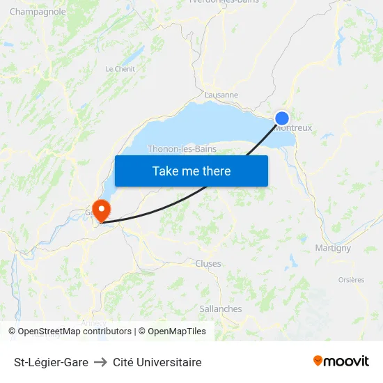 St-Légier-Gare to Cité Universitaire map