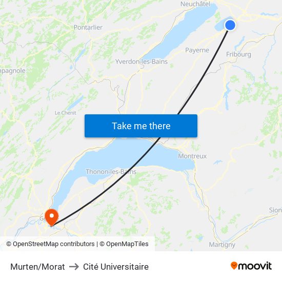 Murten/Morat to Cité Universitaire map