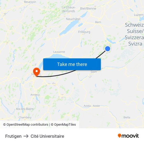 Frutigen to Cité Universitaire map