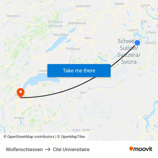 Wolfenschiessen to Cité Universitaire map