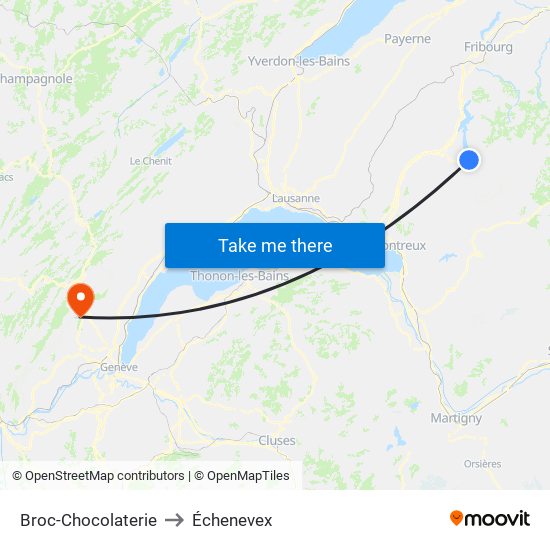 Broc-Chocolaterie to Échenevex map