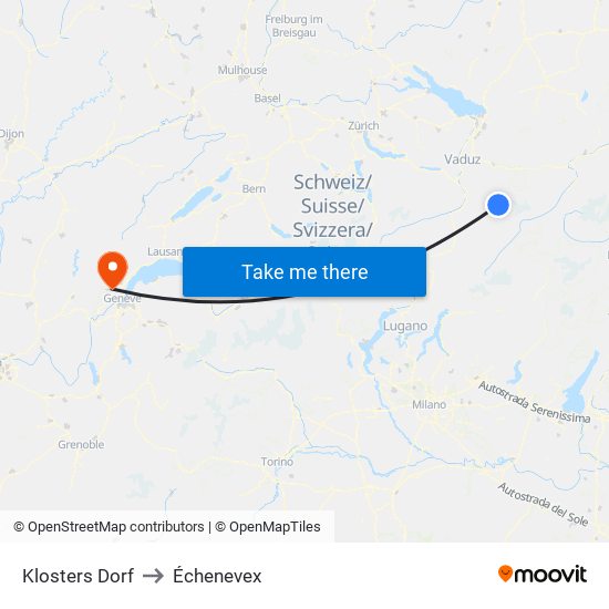 Klosters Dorf to Échenevex map